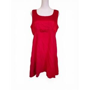 Vintage 90s Cherry Red Sleeveless Bow Detail A Line Mini Dress - Valentine's Day